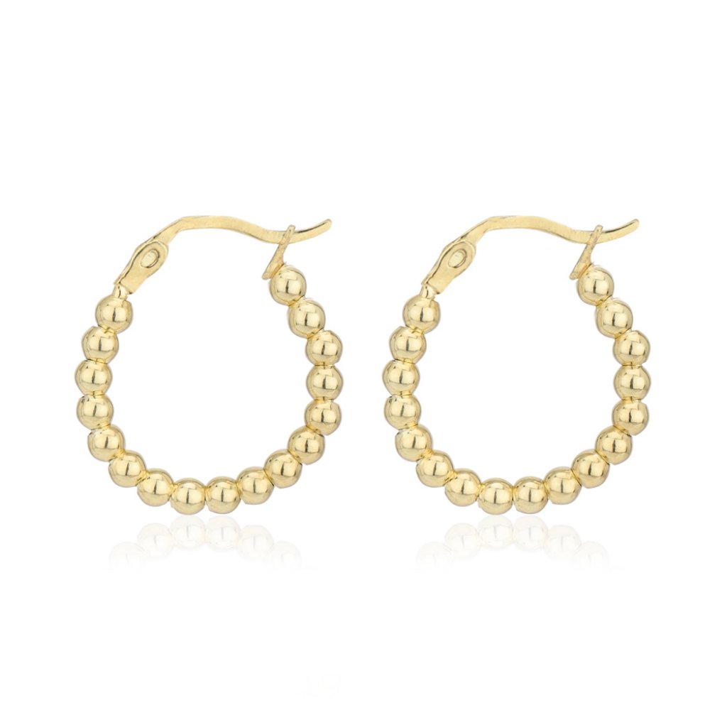 Vanbelle 18k Gold Plated Jewelry Ball-Beaded Hoop Earrings